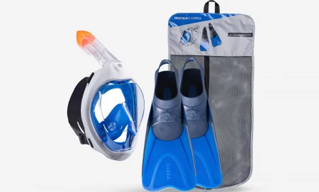 SUBEA Комплект за шнорхелинг: Маска Easybreath 500 и плавници – Вашето морско приключение започва тук!